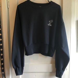 dark blue crew neck sweater